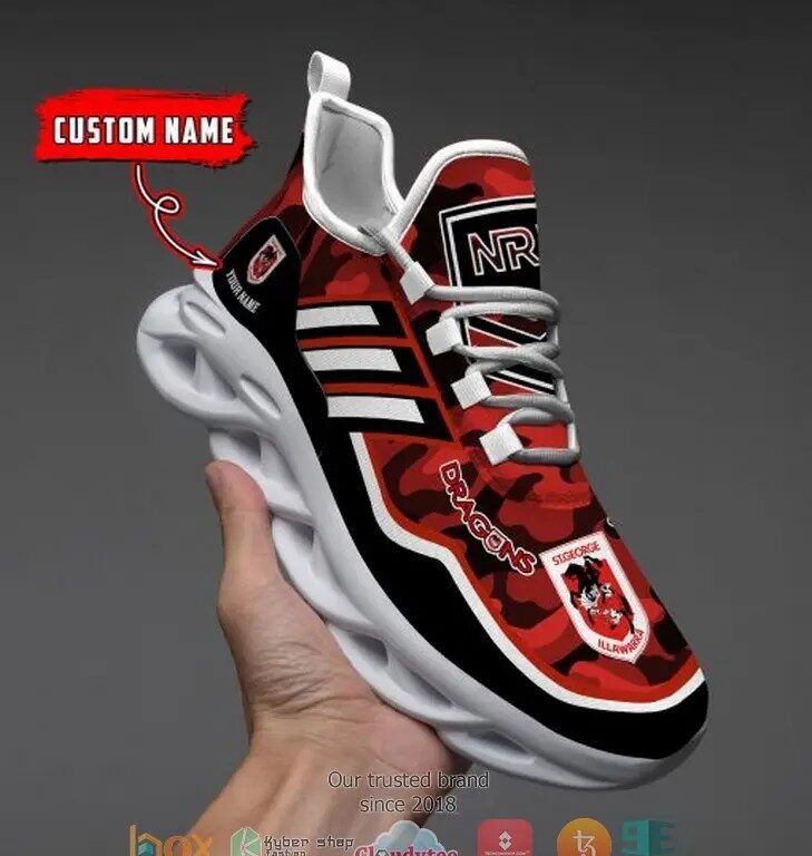NRL St. George Illawarra Dragons Custom Name Camo Max Soul Shoes