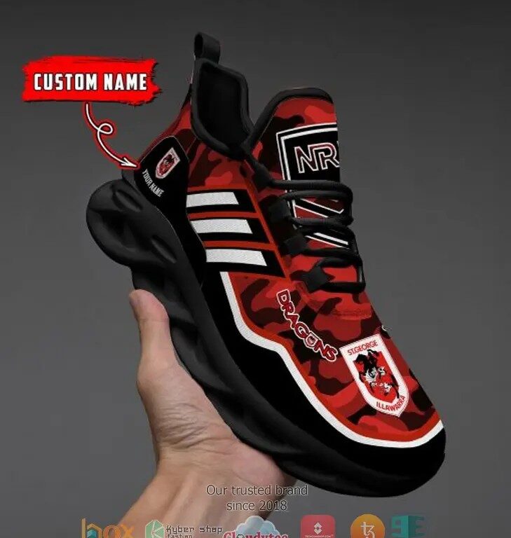 NRL St. George Illawarra Dragons Custom Name Camo Max Soul Shoes