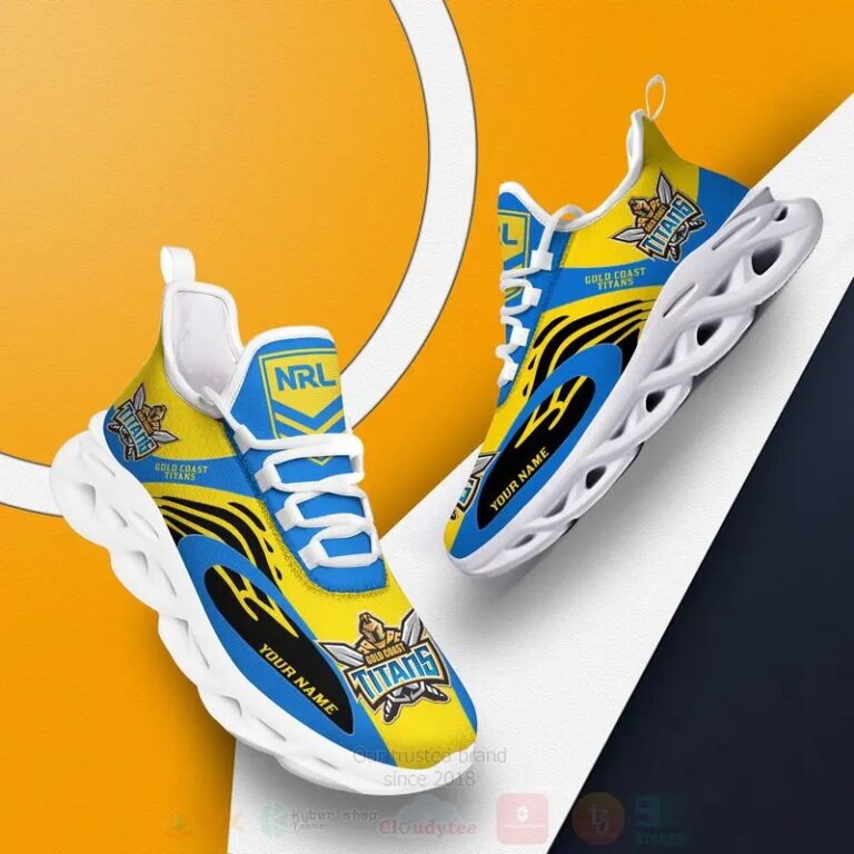 NRL Gold Coast Titans Custom Name Blue Max Soul Shoes