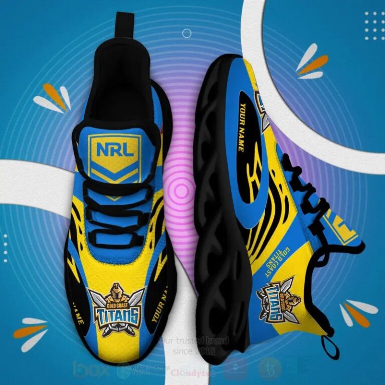 NRL Gold Coast Titans Custom Name Blue Max Soul Shoes