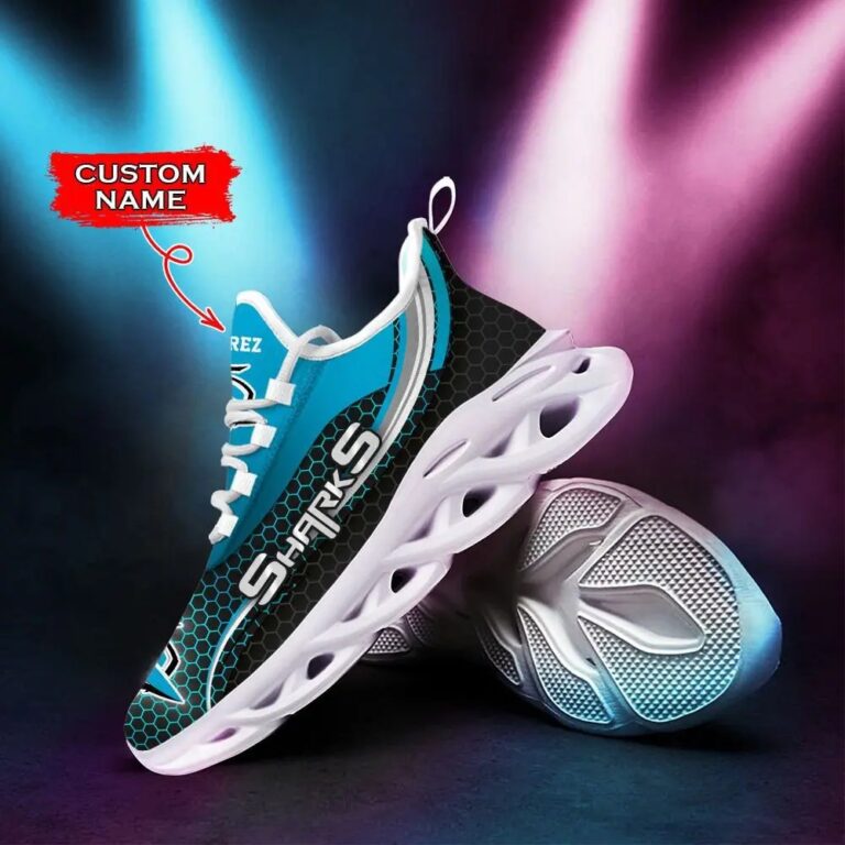 NRL Cronulla-Sutherland Sharks Custom Name Blue Max Soul Shoes V2
