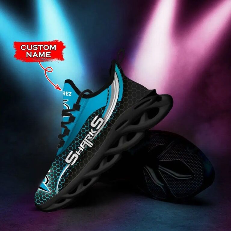 NRL Cronulla-Sutherland Sharks Custom Name Blue Max Soul Shoes V2