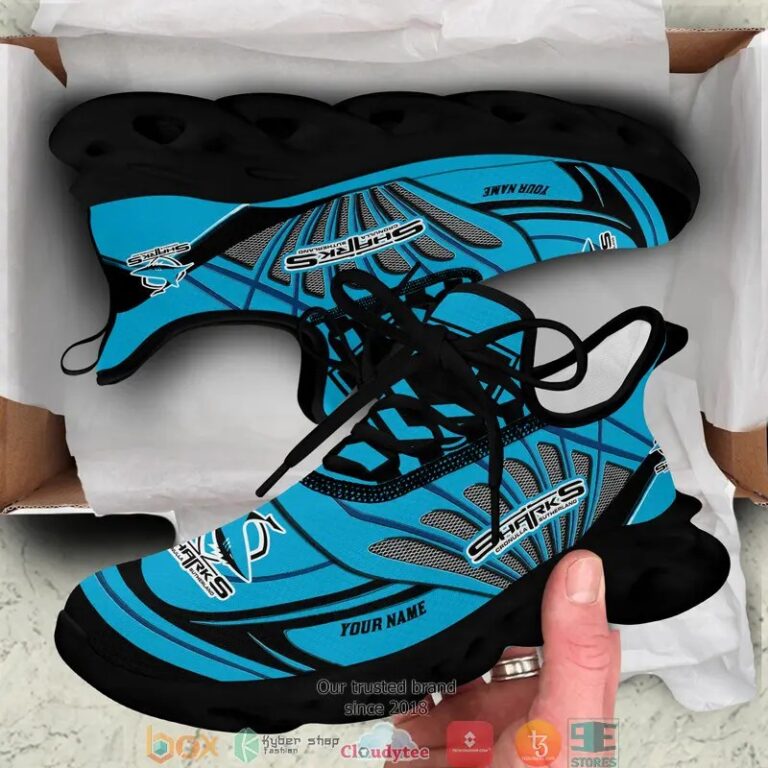 NRL Cronulla-Sutherland Sharks Custom Name Blue Max Soul Shoes V1