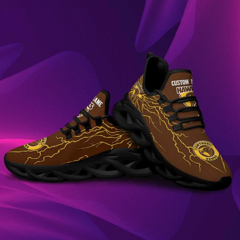 AFL Hawthorn Hawks Custom Name Stylish Graffiti Max Soul Shoes