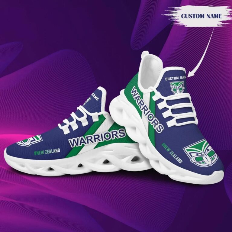 NRL New Zealand Warriors Custom Name Blue Green Max Soul Shoes V2