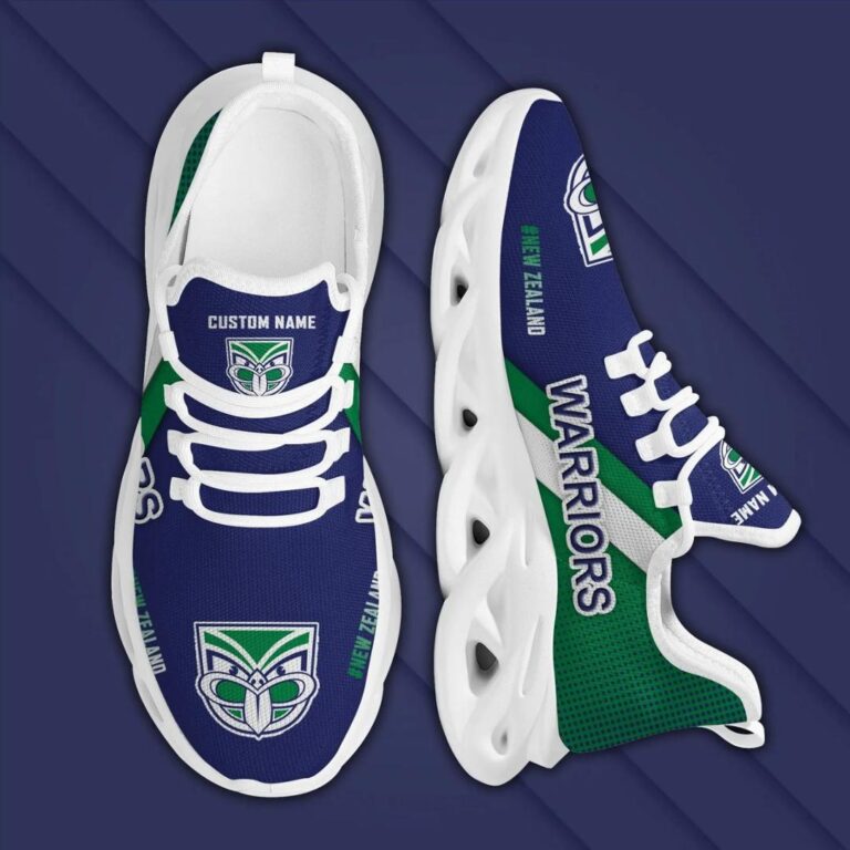 NRL New Zealand Warriors Custom Name Blue Green Max Soul Shoes V2