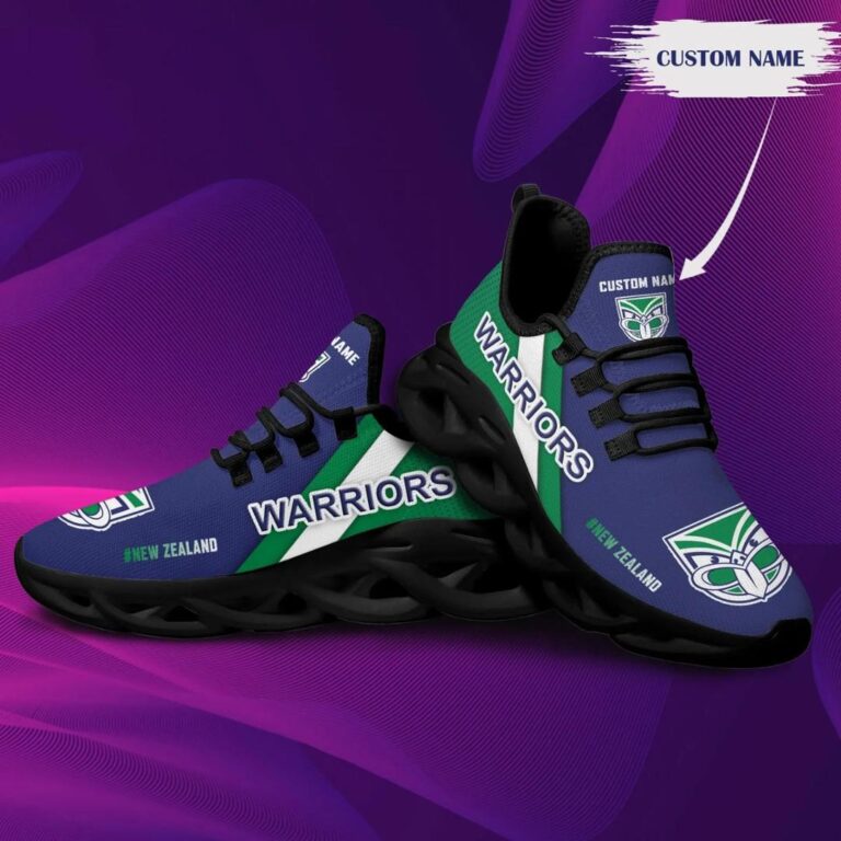 NRL New Zealand Warriors Custom Name Blue Green Max Soul Shoes V2