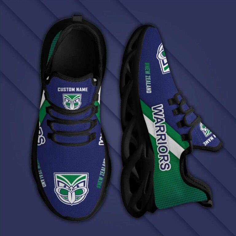 NRL New Zealand Warriors Custom Name Blue Green Max Soul Shoes V2