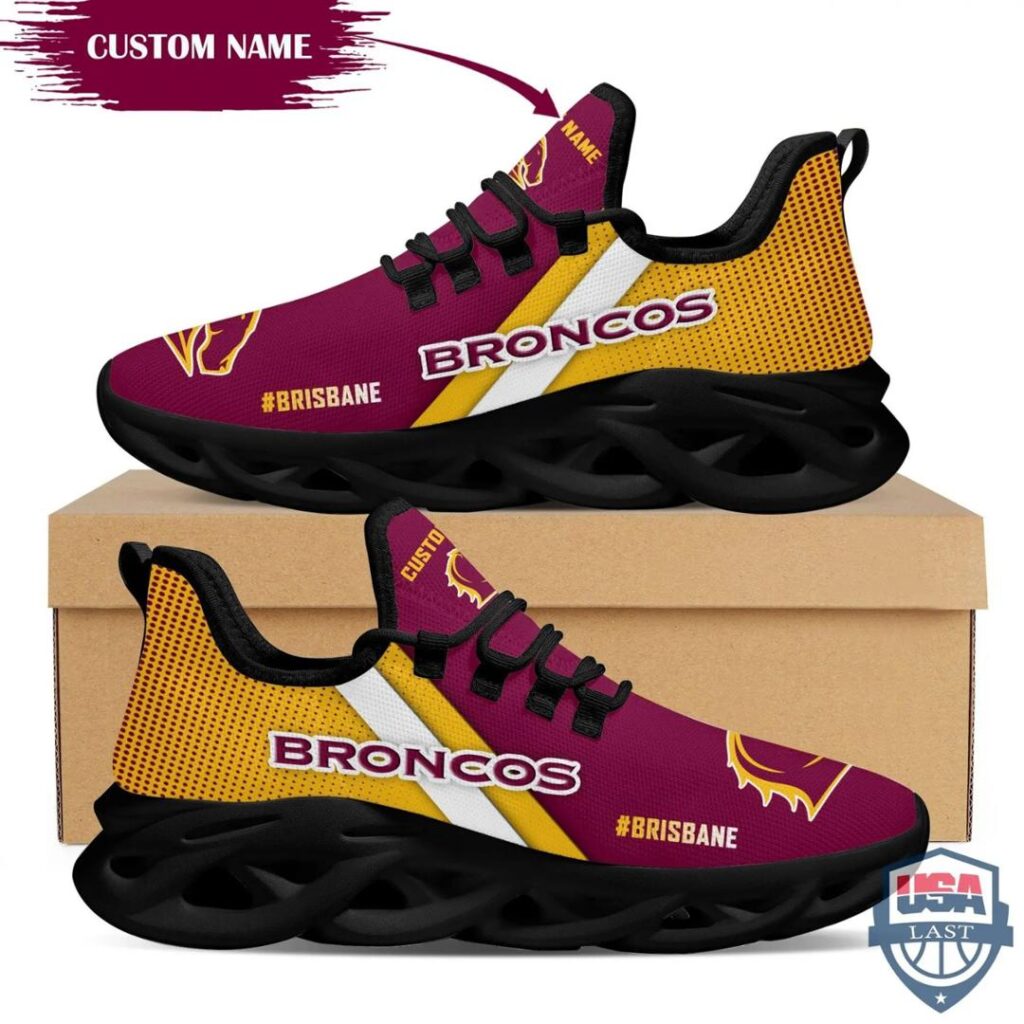 NRL Brisbane Broncos Custom Name Max Soul Shoes