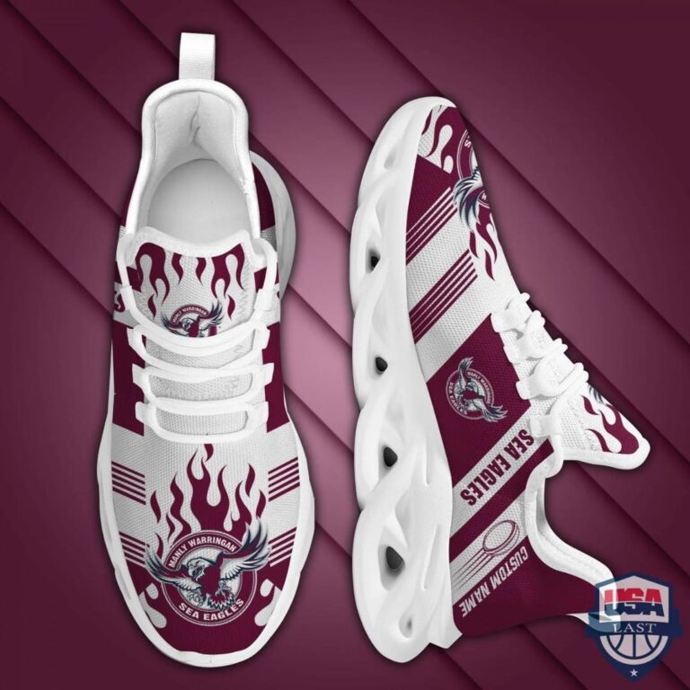 NRL Manly Warringah Sea Eagles Custom Name Max Soul Shoes