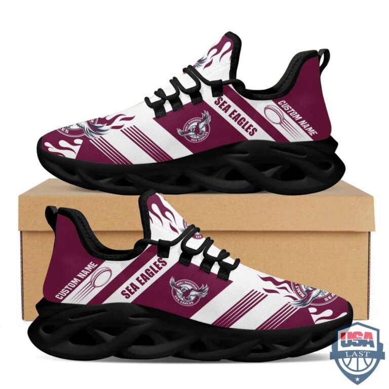 NRL Manly Warringah Sea Eagles Custom Name Max Soul Shoes