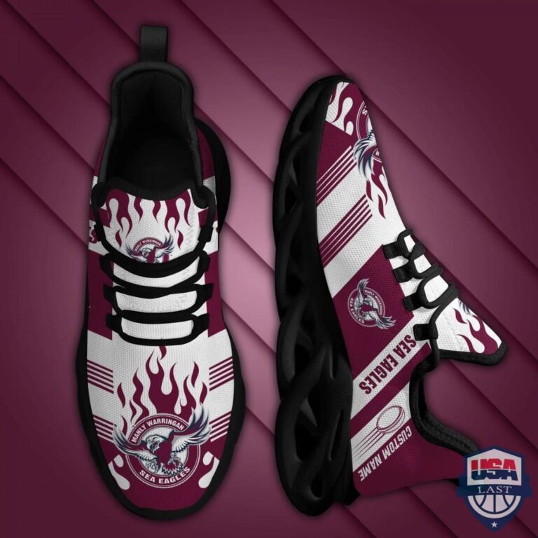 NRL Manly Warringah Sea Eagles Custom Name Max Soul Shoes