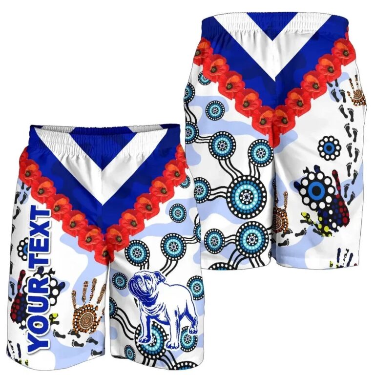 NRL (Custom Personalised) Canterbury-Bankstown Bulldogs Men Shorts Anzac Day ?Indigenous K8