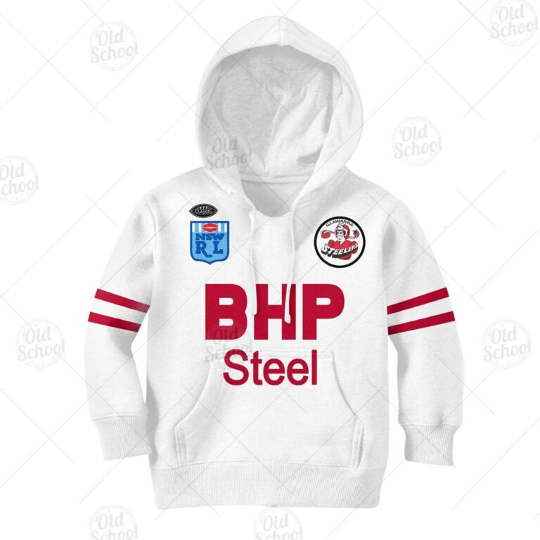 Personalize Illawarra Steelers 1987 ARL/NRL Vintage Retro White Away Jersey for Kids
