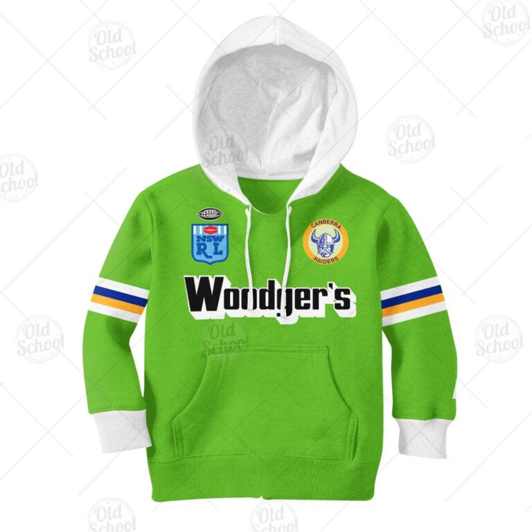 Personalize Canberra Raiders 1989 WOODGERS ARL/NRL Vintage Retro Heritage Jersey for Kids