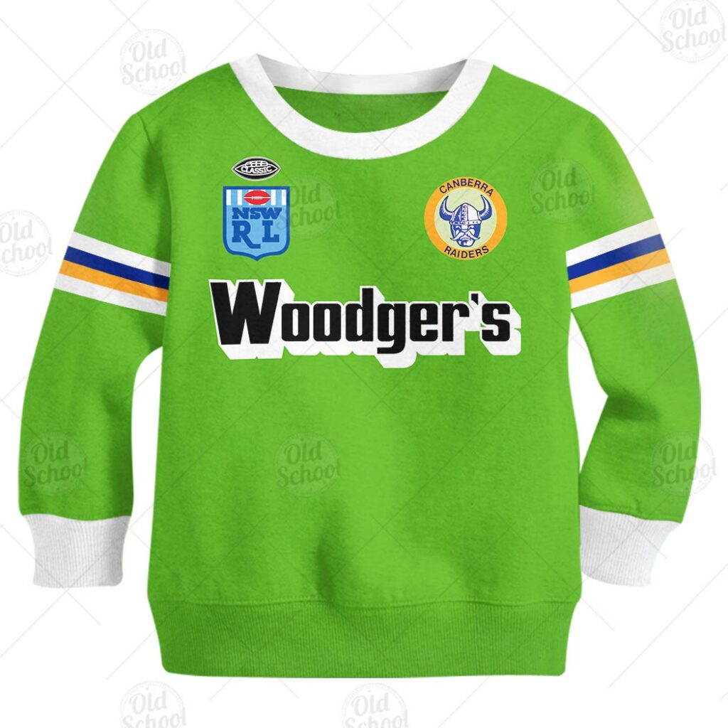 Personalize Canberra Raiders 1989 WOODGERS ARL/NRL Vintage Retro Heritage Jersey for Kids