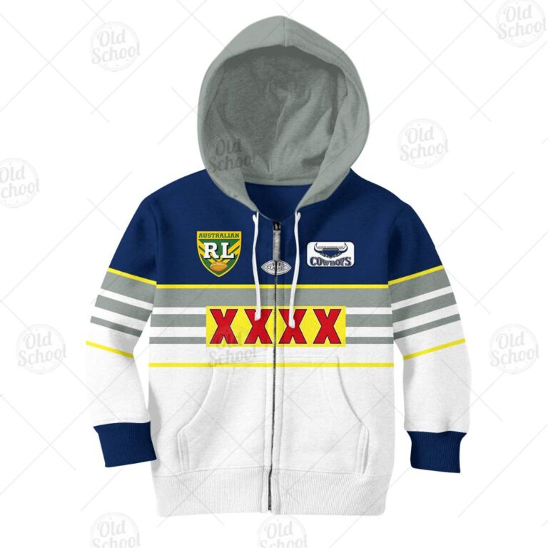 Personalize NORTH QUEENSLAND COWBOYS 1995 ARL/NRL Vintage Retro Heritage Jersey for Kids