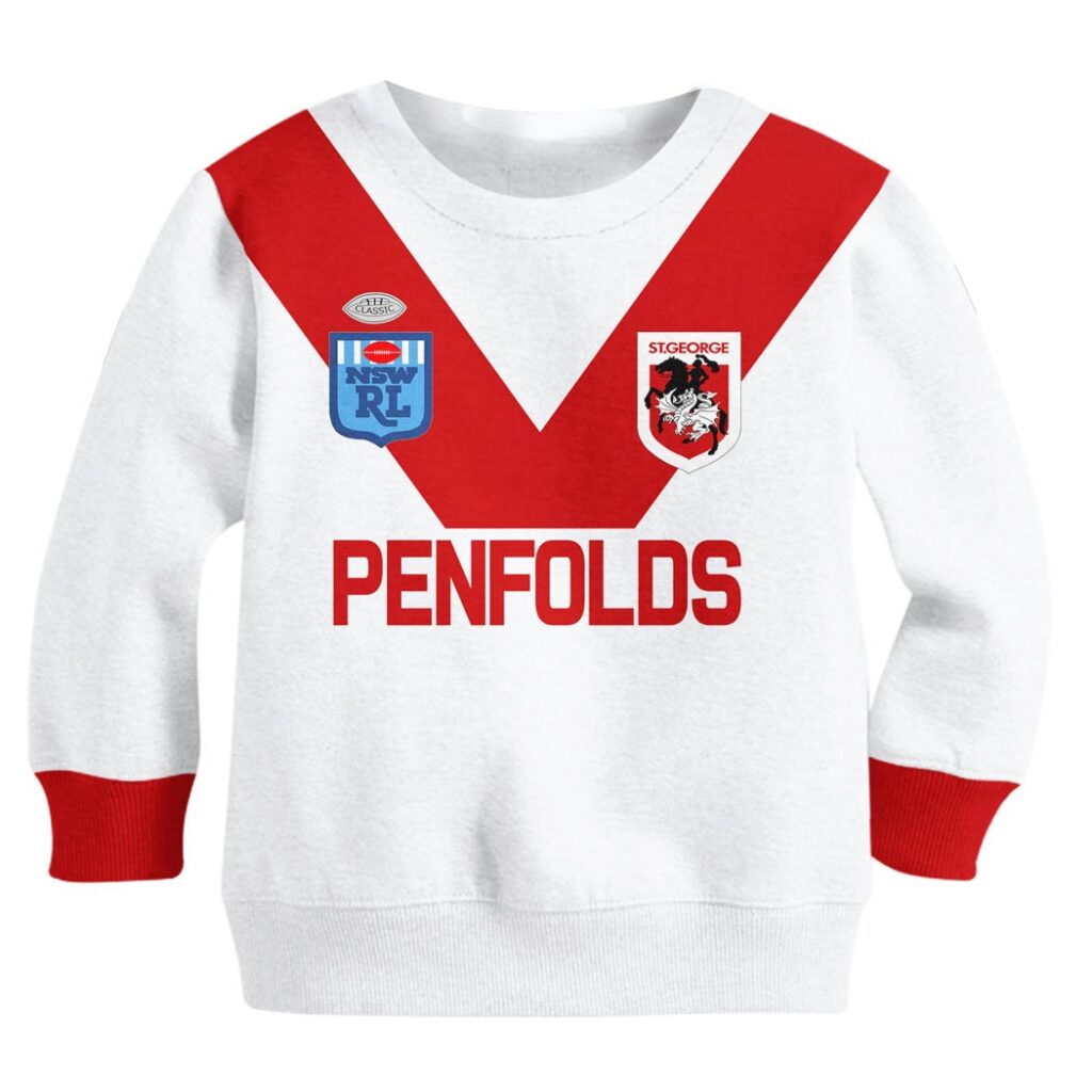 Personalize St George Dragons 1989 ARL/NRL Vintage Retro Heritage Jersey For Kids