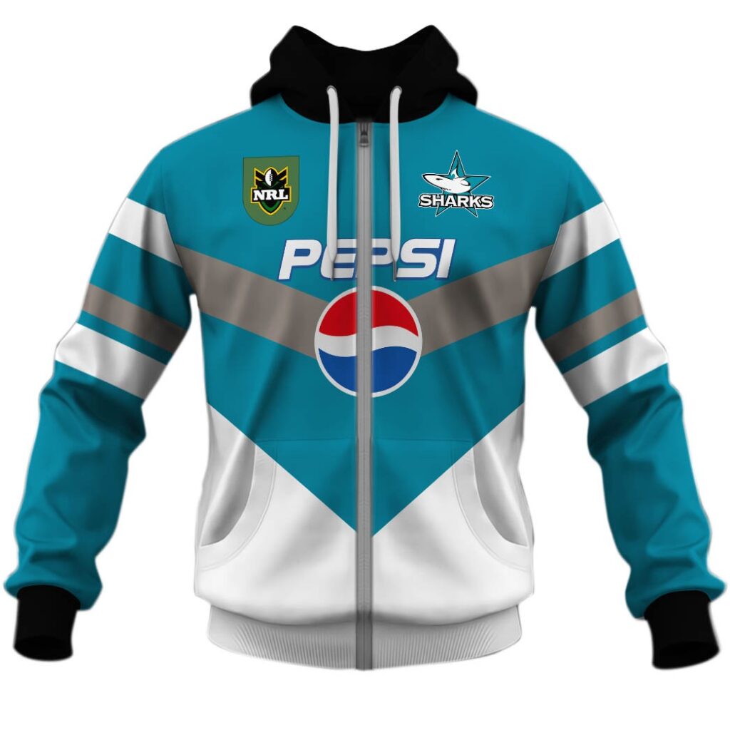 Personalize Cronulla Sutherland Sharks 1999 Retro Pepsi Jersey