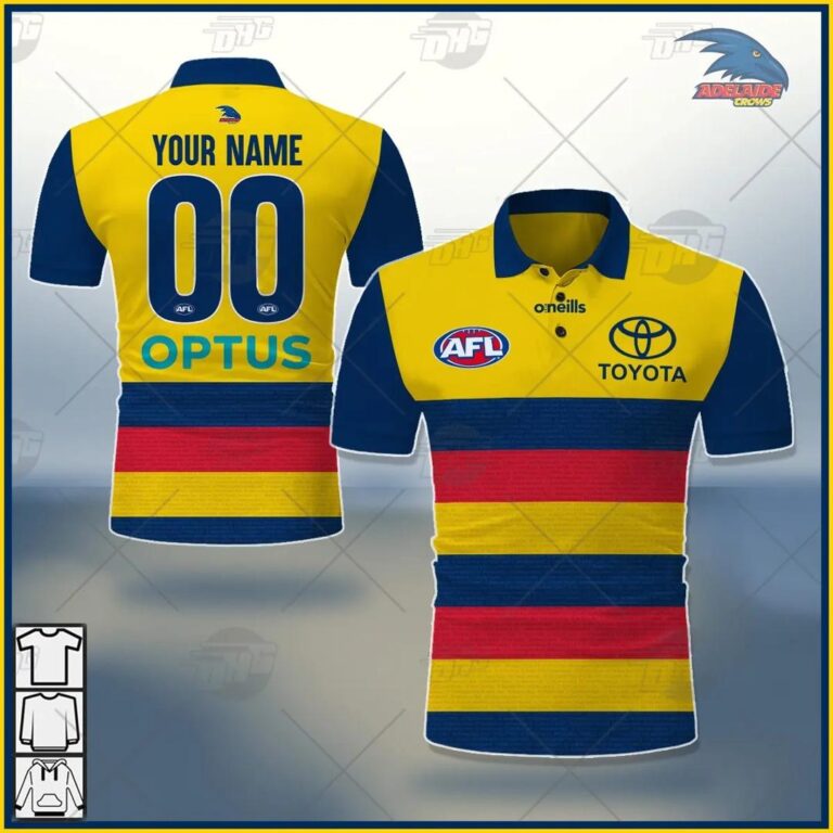AFL Adelaide Crows Custom Name Number 2021 Clash Guernsey Polo Shirt