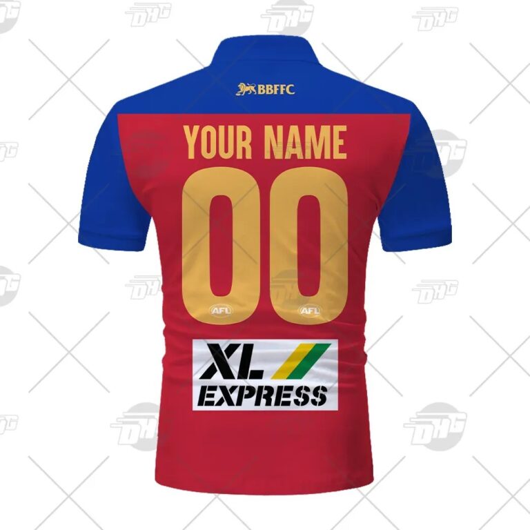 AFL Brisbane Lions Custom Name Number 2021 Away Guernsey Polo Shirt