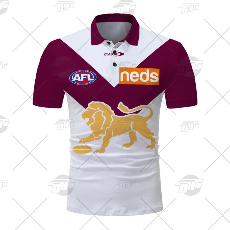 AFL Brisbane Lions Custom Name Number 2021 Clash Guernsey Polo Shirt