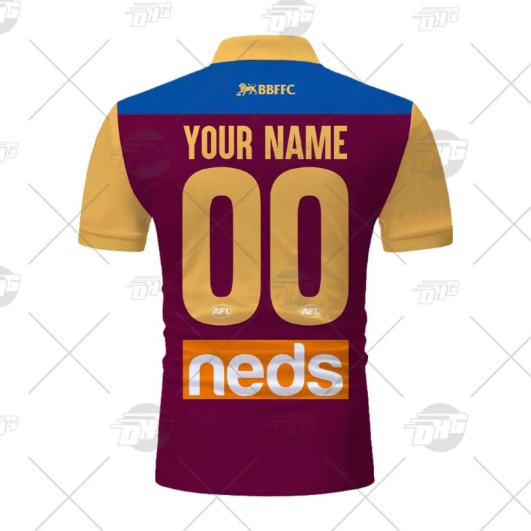 AFL Brisbane Lions Custom Name Number 2021 Home Guernsey Polo Shirt