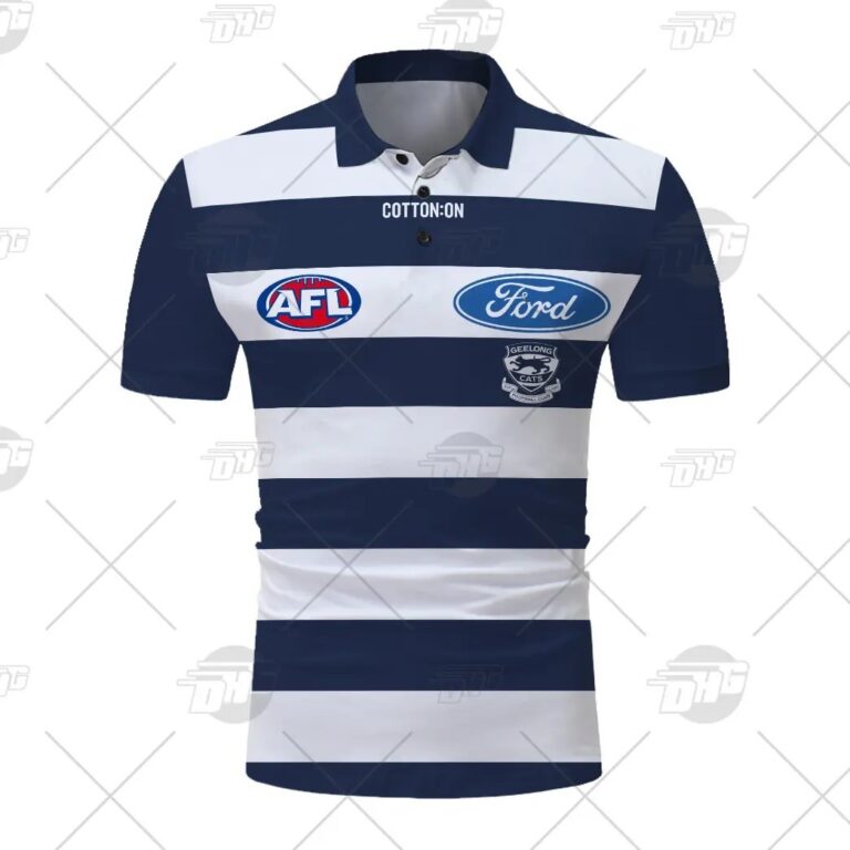 AFL Geelong Cats Custom Name Number 2021 Clash Guernsey Polo Shirt