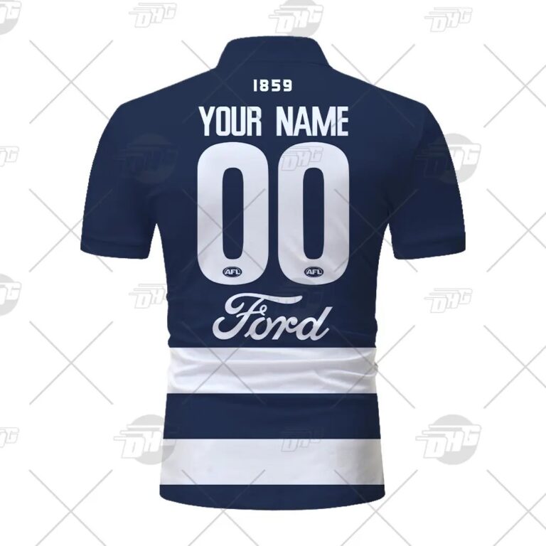 AFL Geelong Cats Custom Name Number 2021 Clash Guernsey Polo Shirt