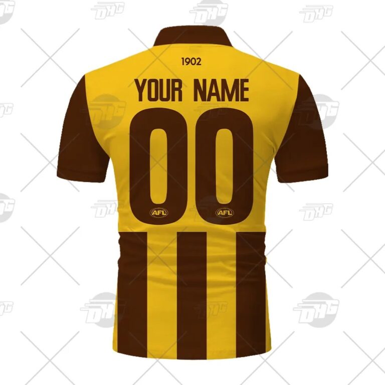 AFL Hawthorn Hawks Custom Name Number 2021 Home Guernsey Polo Shirt