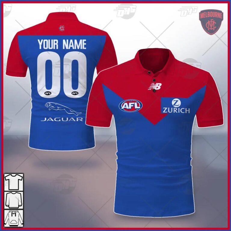 AFL Melbourne Demons Custom Name Number 2021 Clash Guernsey Polo Shirt