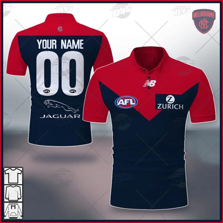 AFL Melbourne Demons Custom Name Number 2021 Home Guernsey Polo Shirt