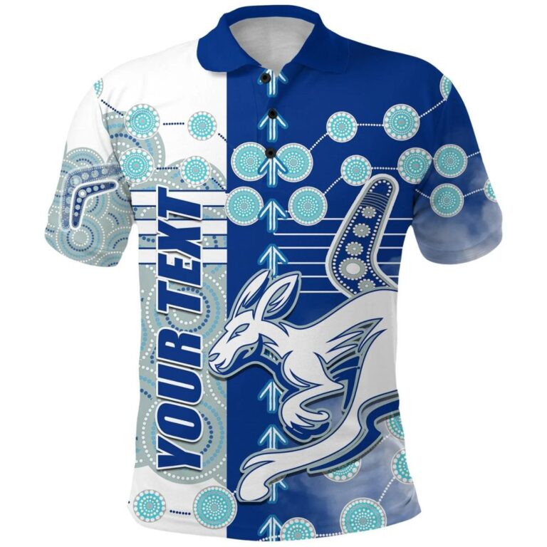AFL North Melbourne Kangaroos Custom Text Indigenous Polo Shirt V1