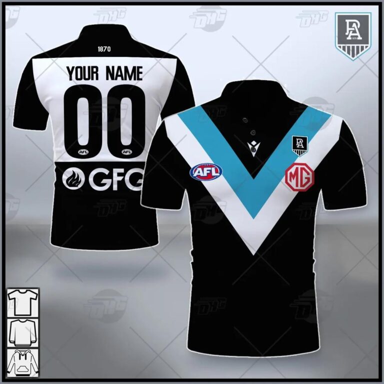 AFL Port Adelaide Power Custom Name Number 2021 Home Guernsey Polo Shirt