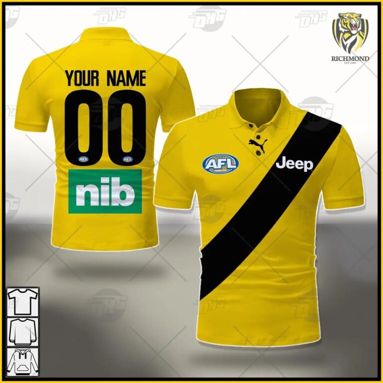 AFL Richmond Tigers Custom Name Number 2021 Clash Guernsey Polo Shirt