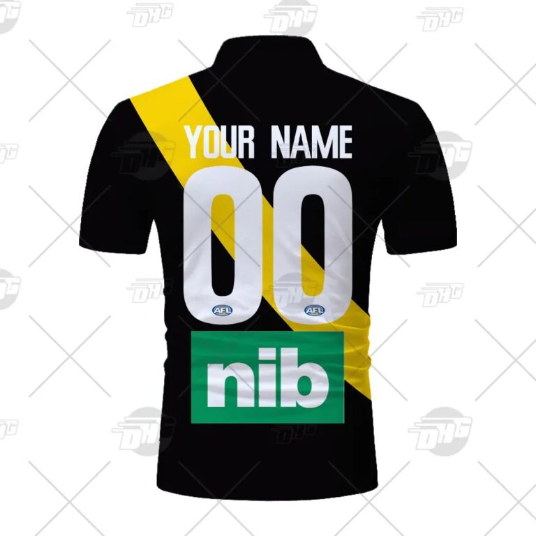 AFL Richmond Tigers Custom Name Number 2021 Home Guernsey Polo Shirt