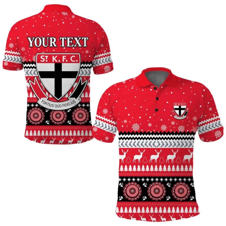 AFL St Kilda Saints Custom Text Christmas Indigenous Polo Shirt