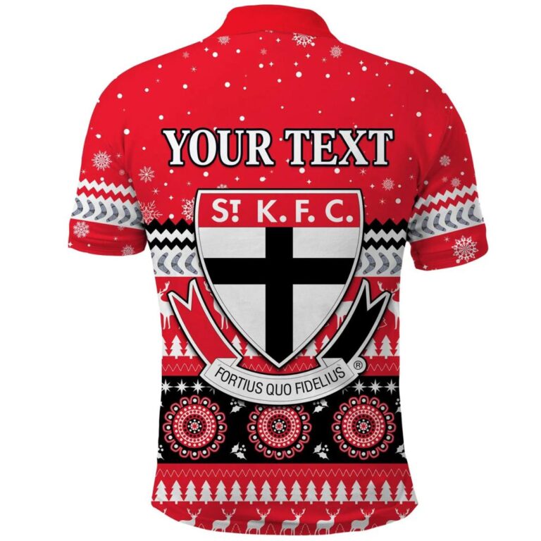AFL St Kilda Saints Custom Text Christmas Indigenous Polo Shirt