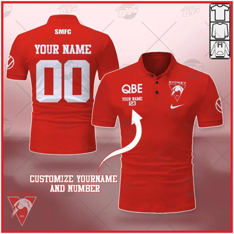 AFL Sydney Swans Custom Name Number 2021 Polo Shirt