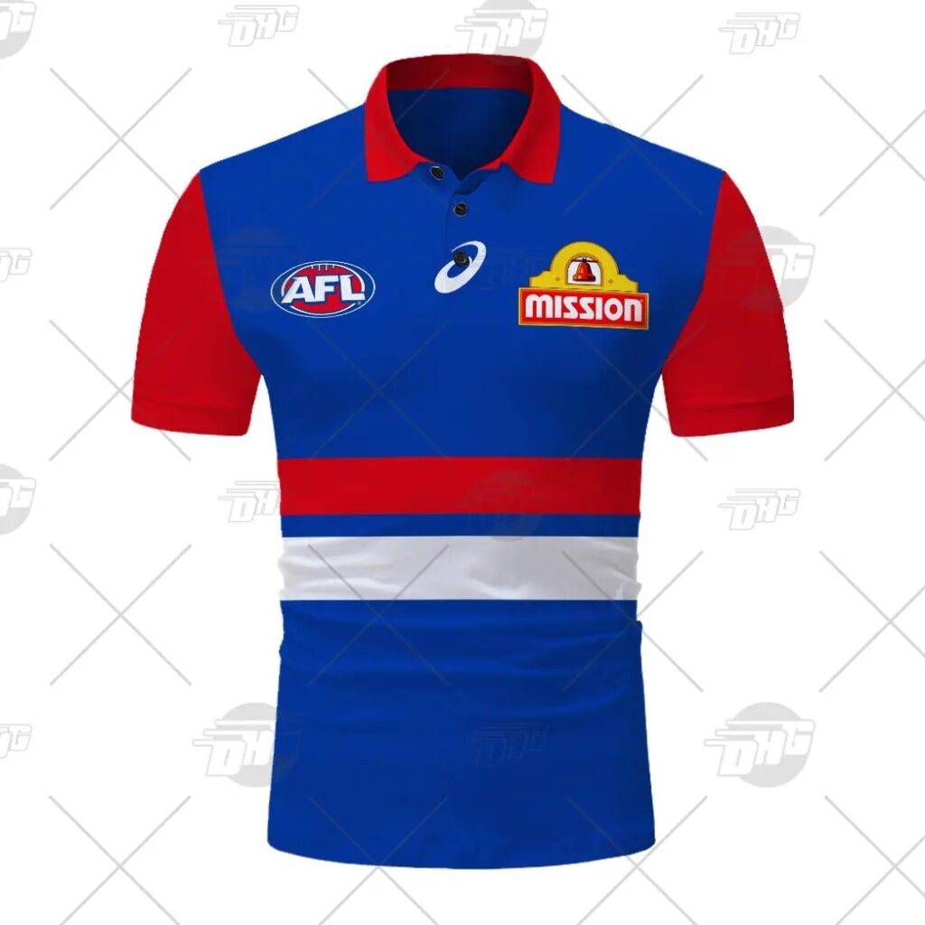 AFL Western Bulldogs Custom Name Number 2021 Home Guernsey Polo Shirt