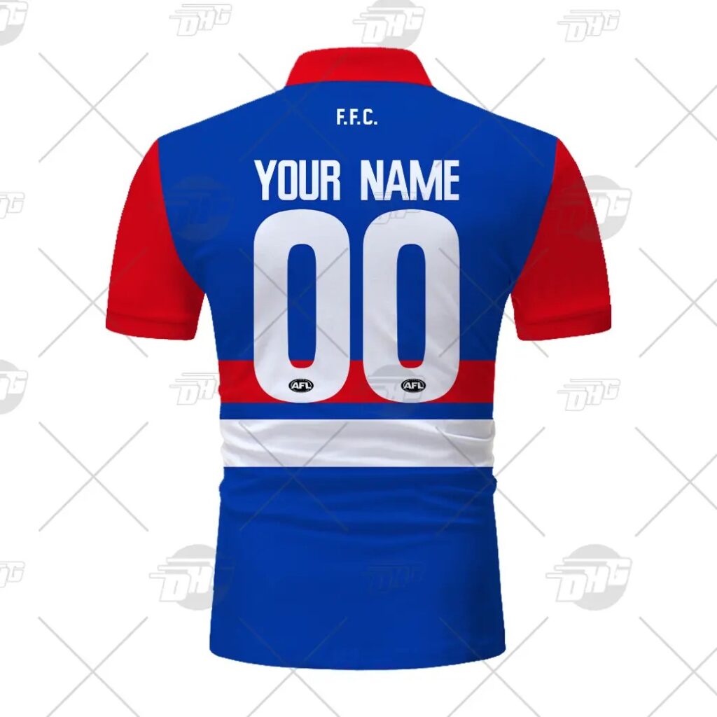 AFL Western Bulldogs Custom Name Number 2021 Home Guernsey Polo Shirt