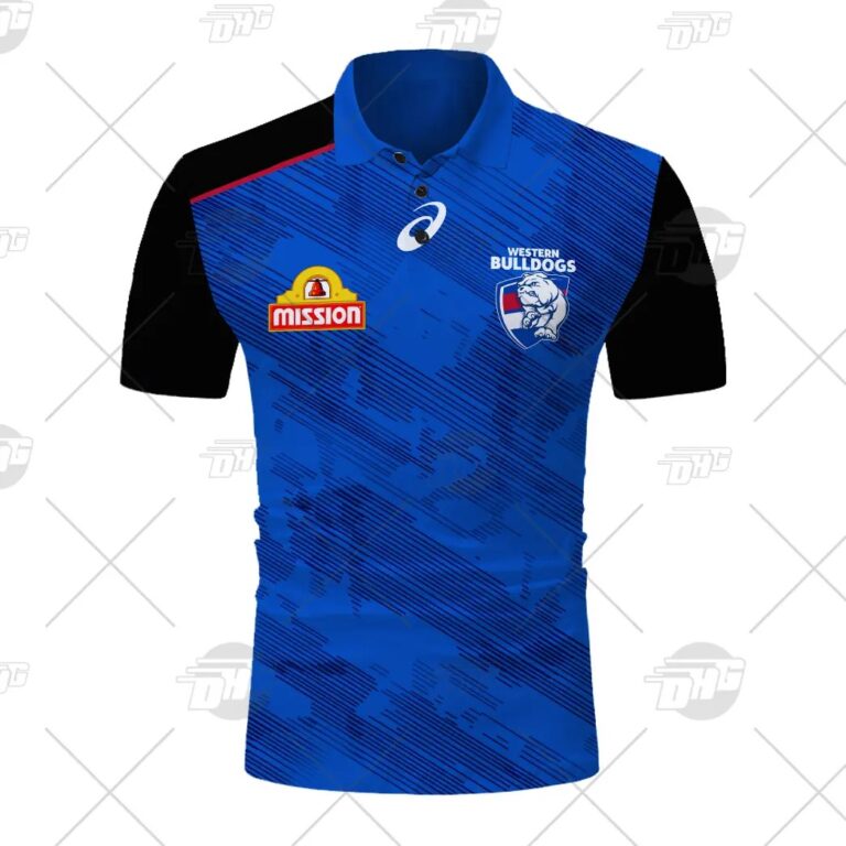 AFL Western Bulldogs Custom Name Number 2021 Training Guernsey Polo Shirt