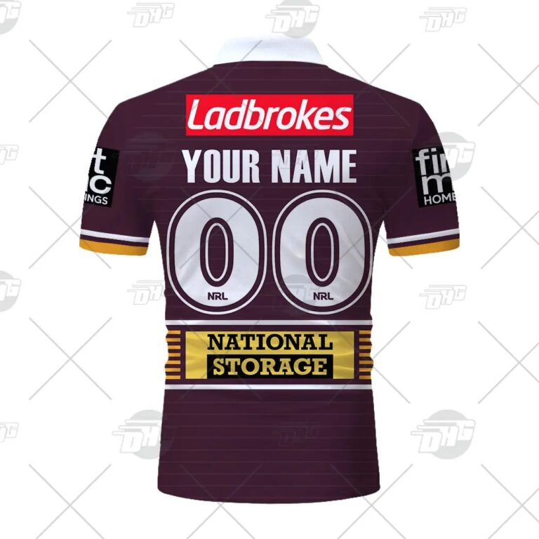 NRL Brisbane Broncos Custom Name Number 2021 Home Jersey Polo Shirt