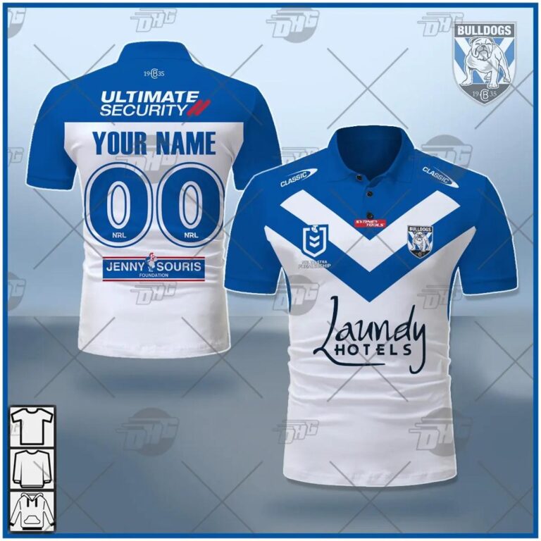 NRL Canterbury-Bankstown Bulldogs Custom Name Numbers 2021 Home Jersey Polo Shirt