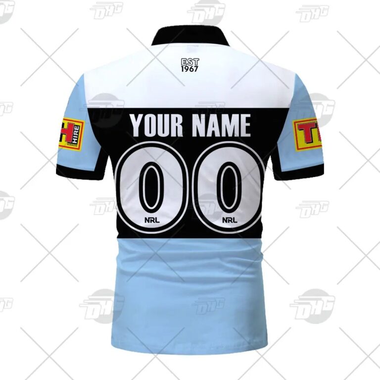 NRL Cronulla-Sutherland Sharks Custom Name Number 2021 Home Jersey Polo Shirt