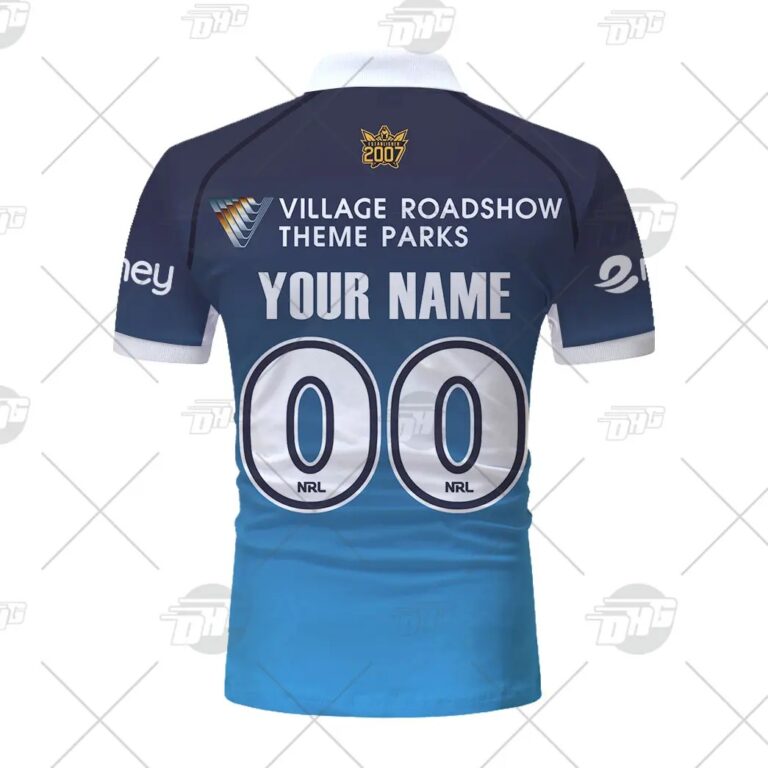 NRL Gold Coast Titans Custom Name Number 2021 Home Jersey Polo Shirt