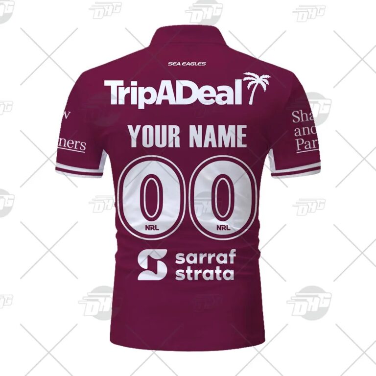 NRL Manly Warringah Sea Eagles Custom Name Number 2021 Home Jersey Polo Shirt