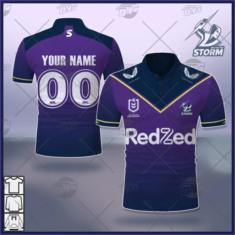 NRL Melbourne Storm Custom Name Number 2021 Home Jersey Polo Shirt