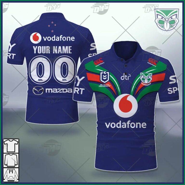 NRL New Zealand Warriors Custom Name Number 2021 Home Jersey Polo Shirt