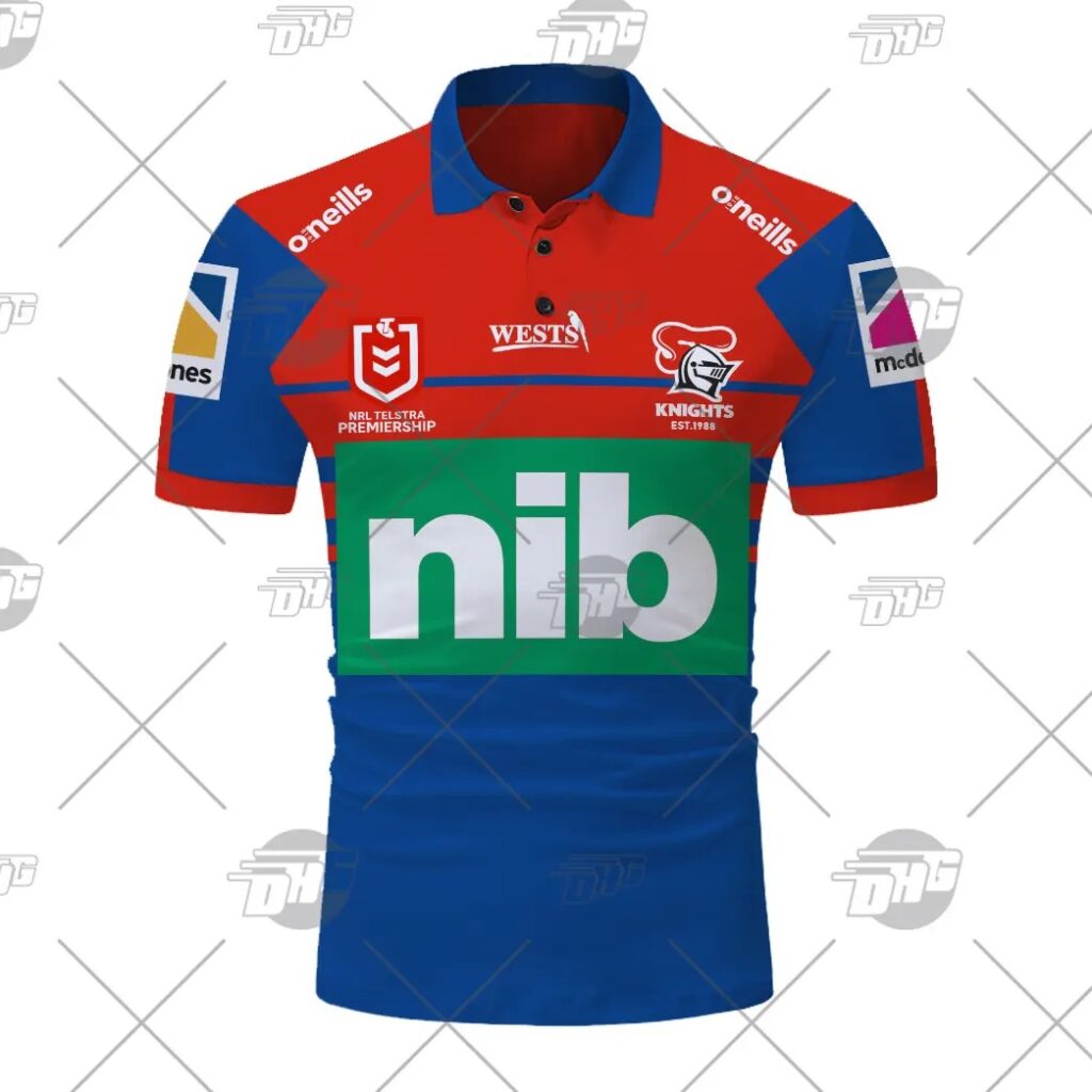 NRL Newcastle Knights Custom Name Number 2021 Home Jersey Polo Shirt